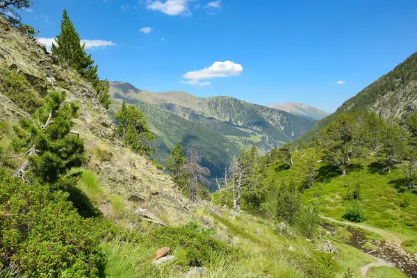 Schilderachtige Vallei Hoge Bergen Andorra Pyreneeën Rechtenvrije Stockfoto's