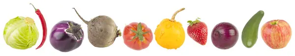 Verse Groenten Fruit Bessen Geïsoleerd Een Witte Achtergrond Stockfoto