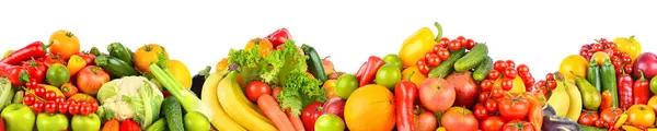 Collage Sano Frutta Fresca Verdura Isolata Sfondo Bianco Spazio Libero Immagini Stock Royalty Free