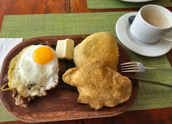 Prato Café Manhã Típico Panamá Imagem De Stock