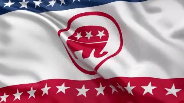 워싱턴 2023 그들의 코끼리 로고를 보여주는 공화당 깃발의 원활한 애니메이션 — 비디오