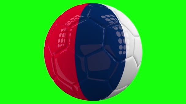 Дуже Реалістичний Ізольований Футбольний Прапором Франції Ньому Перед Зеленим Тлом — стокове відео