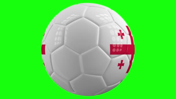 Sehr Realistischer Isolierter Sich Drehender Fußballball Mit Der Flagge Georgiens — Stockvideo