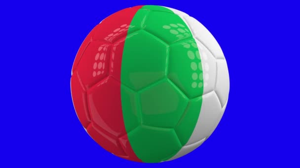 Bola Futebol Fiação Isolada Muito Realista Com Bandeira Itália Frente — Vídeo de Stock