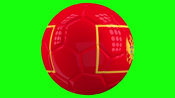 Mycket Realistisk Isolerad Spinning Fotboll Med Montenegros Flagga Den Framför — Stockvideo