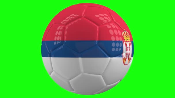 Very Realistic Isolated Spinning Soccer Ball Flag Serbia Front Green — Stock Video