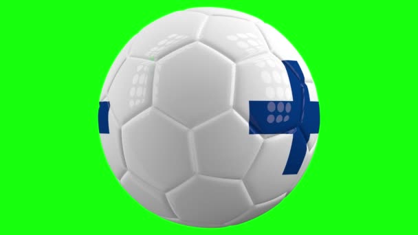 Zeer Realistische Geïsoleerde Draaiende Voetbal Bal Met Vlag Van Finland — Stockvideo