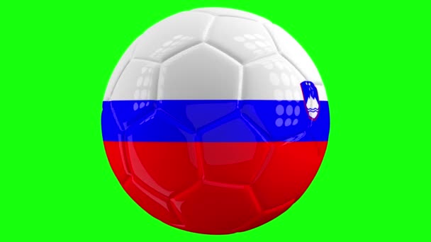 Very Realistic Isolated Spinning Soccer Ball Flag Slovenia Front Green — Stock Video