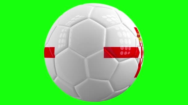 Mycket Realistisk Isolerad Spinning Fotboll Med Nordirländsk Flagga Den Framför — Stockvideo