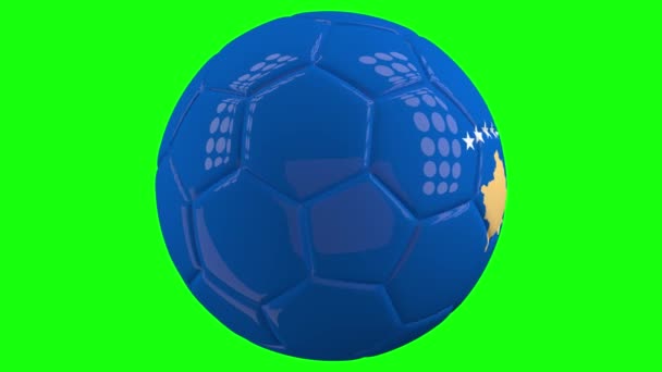Pelota Fútbol Spinning Aislada Muy Realista Con Bandera Kosovo Ella — Vídeos de Stock