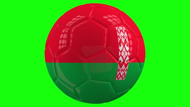 Ballon Football Isolé Très Réaliste Avec Drapeau Biélorussie Devant Fond — Video