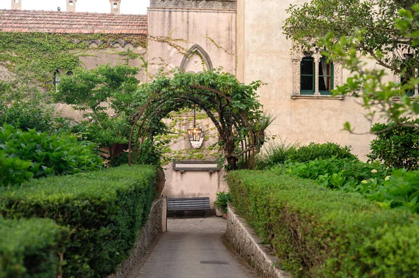 Shady Cozy Historic Garden Villa Cimbrone Village Ravello Southern Italy — Stock Photo, Image