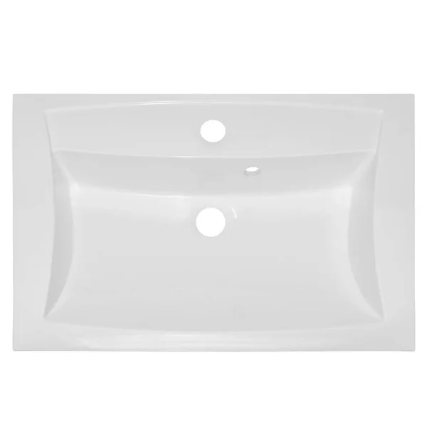 Rechthoekig Met Scherpe Hoeken Witte Keramische Wastafel Wastafel Voor Badkamer — Stockfoto