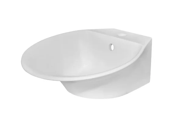Nowoczesny Okrągły Biały Zlewozmywak Ceramiczny Umywalka Dla Dwóch Osób Łazienki — Zdjęcie stockowe