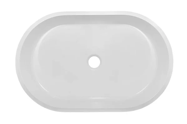 Moderne Rektangulær Oval Med Afrundede Hjørner Hvid Keramik Vask Håndvask - Stock-foto