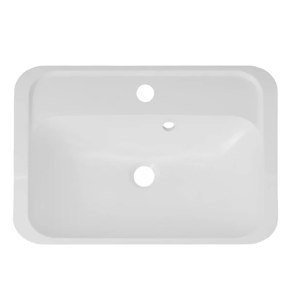 Moderne Rechthoekige Ovale Met Afgeronde Hoeken Witte Keramische Wastafel Wastafel — Stockfoto
