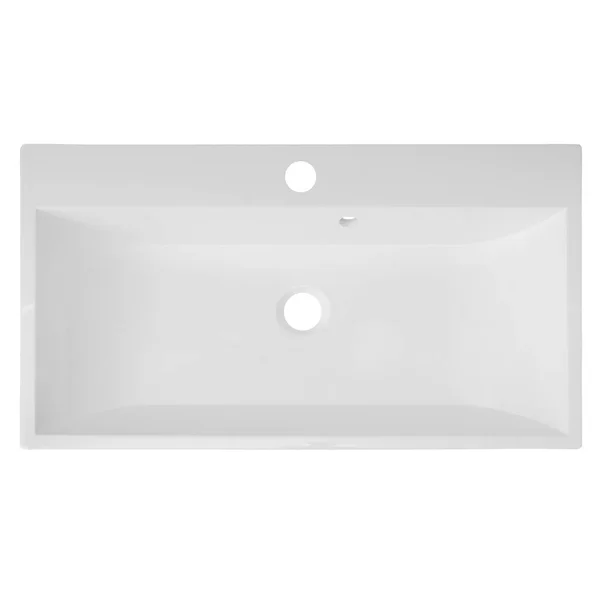 Rechthoekig Met Scherpe Hoeken Witte Keramische Wastafel Wastafel Voor Badkamer — Stockfoto