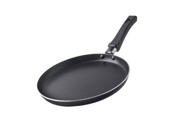Flat pancake pan on a white background.
