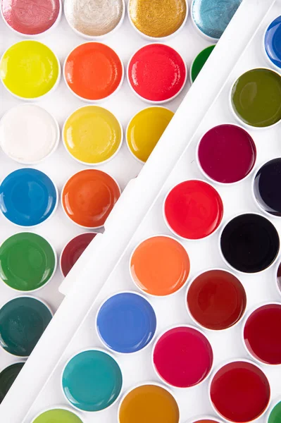 Dos Cajas Con Pintura Acuarela Equipo Para Hobby Creativo Dibujo — Foto de Stock