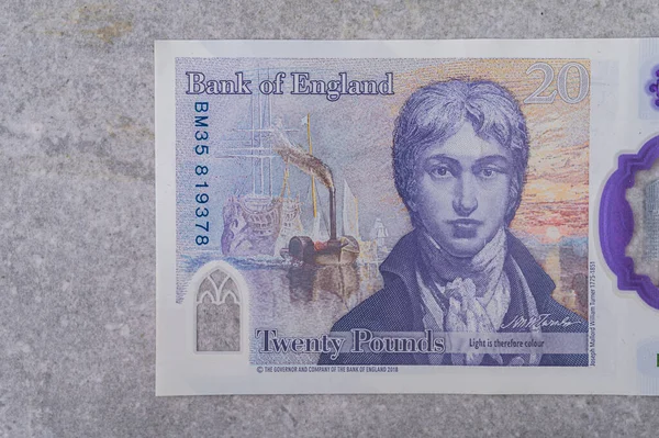 Валюта Великої Британії Банкноти Деномінацією Портретами Джозефа Мелларда Вільяма Тернера — стокове фото
