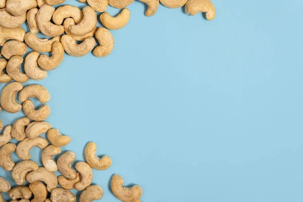 Cashew Nuts Blue Background Image Represents Healthy Snack Option Can — Stock Photo, Image