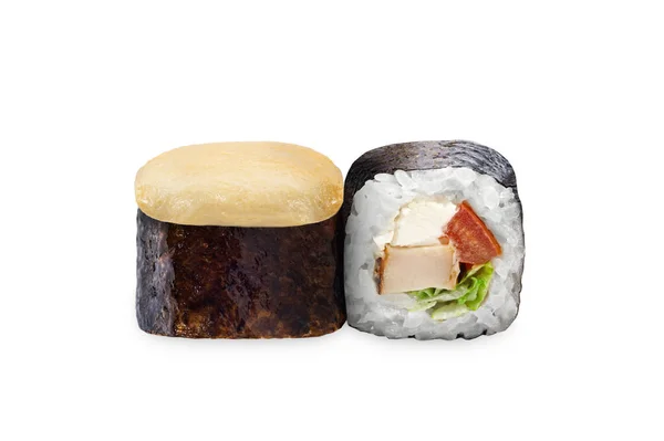 Sushi Zabalené Mořských Řasách Předvádějící Umění Japonské Kuchyně Směs Chutí — Stock fotografie