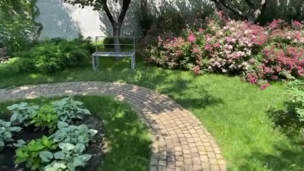 Begeef Een Heerlijke Reis Langs Een Tuinpad Omgeven Door Betoverende — Stockvideo