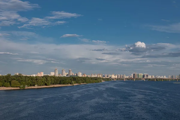 Uitzicht Hellingen Van Dnjepr Linkeroever Kiev Vanaf Metro Bridge — Stockfoto