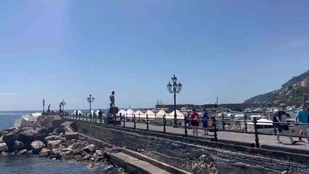 Talya Nın Amalfi Kentinin Kentsel Deniz Manzarası — Stok video