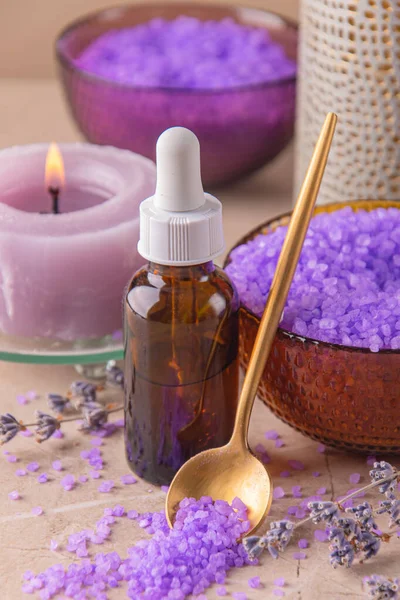 Serum Voor Gezichts Haarverzorging Met Lavendelextract Aromatherapie Spa Ontspanning — Stockfoto