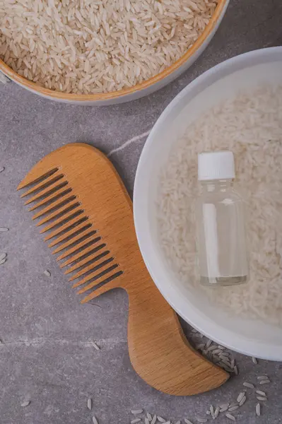 Домашній Догляд Обличчям Косметика Основі Рисової Води Рисова Вода Волосся — стокове фото