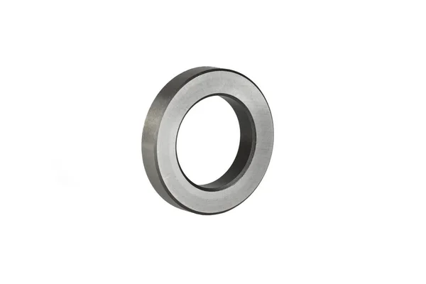 Hardened Steel Ring Isolated White Background Closeup — Stockfoto