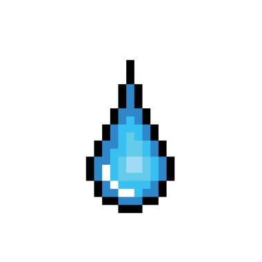 Drop of water, Pixel-art, vector illustration