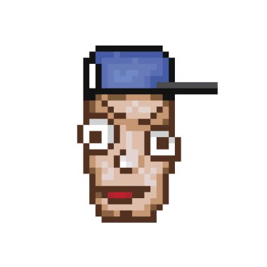Pixel art - Face of man, rapper, vector illustration