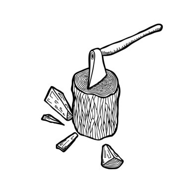 Cutting wood on firewood, vector illustration