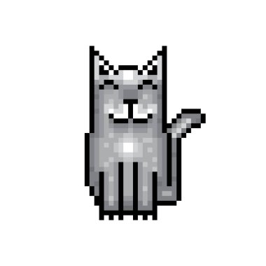 Animal cat pixel look icon, vector illustration, isolated on white - Vector