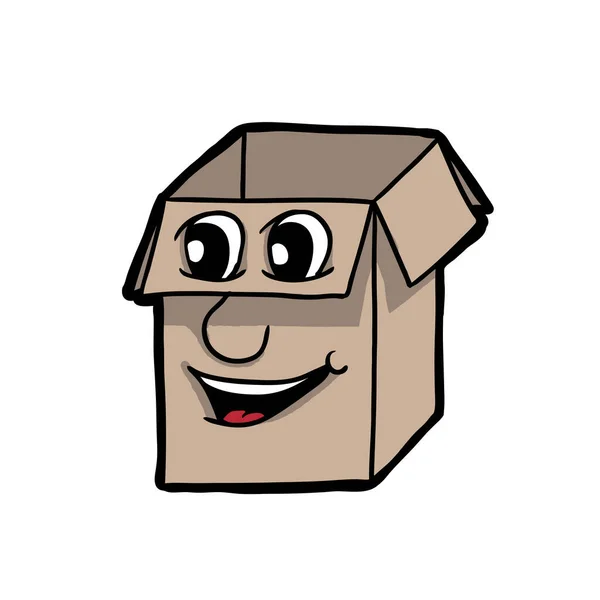 Paper Box Cartoon Smile Emoticon Vector Illustation — Stock Vector