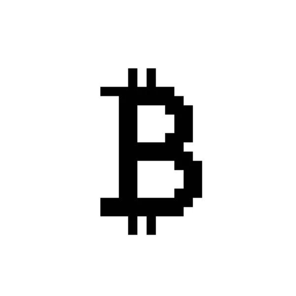 Bitcoin Crypto Currency Pixel Vector Icon — Vettoriale Stock