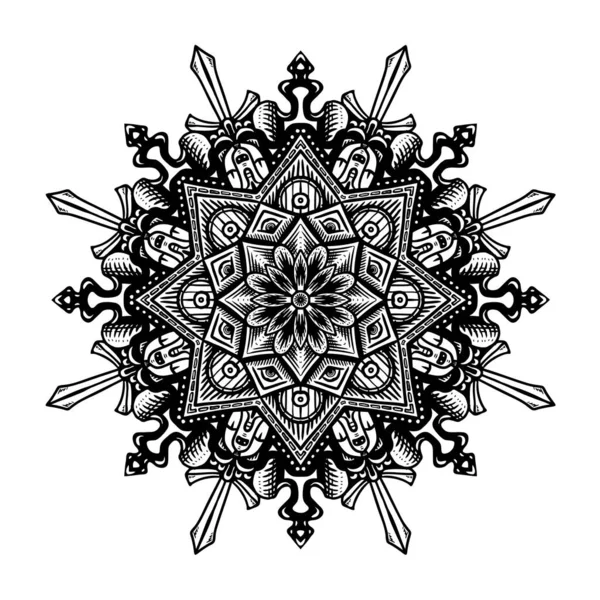 Hand Drawn Mandala Vector Illustration — Vector de stock