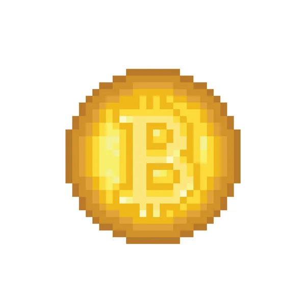 Bitcoin Gold Coin Crypto Currency Pixel Logo — 스톡 벡터