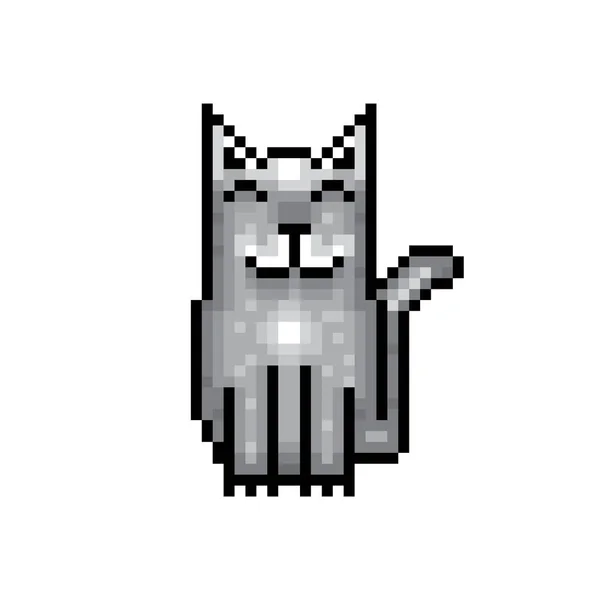Животные Кошки Пиксельный Взгляд Значок Векторная Иллюстрация Изолированные Белом Вектор — стоковый вектор