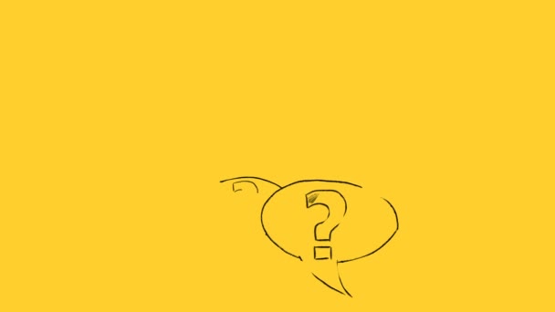 Ручний Намальований Анімований Текст Faq Позначки Питання Бульбашками Мовлення Жовтому — стокове відео