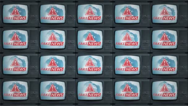 Set Televizoare Retro Știri False Ecranul Televizorului Broadcast Trolling Informații — Videoclip de stoc