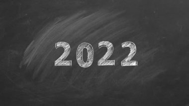 El çizimi ve animasyon metni 2022 - 2023 tahtada. Yeni yıl yaklaşıyor. Mutlu yıllar..