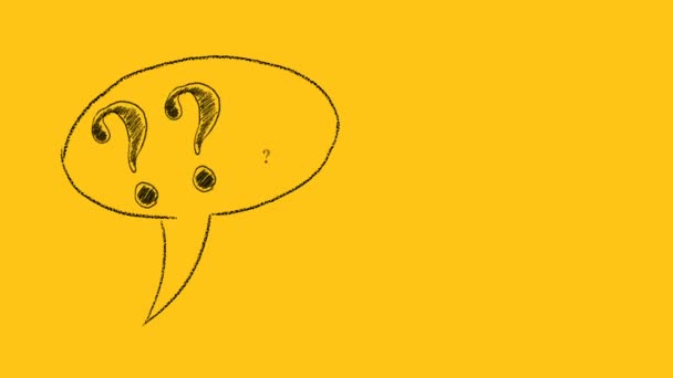 黄色の背景にスピーチの泡で感嘆符と疑問符 質問と回答 支援又は事業のコミュニケーションの概念 — ストック動画