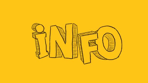 Litery Info Narysowane Żółtym Tle Centrum Informacyjne Wsparcie Informacyjne Obsługa — Wideo stockowe