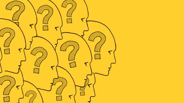 Human Faces Question Marks Six Most Common Questions Who What — Vídeos de Stock