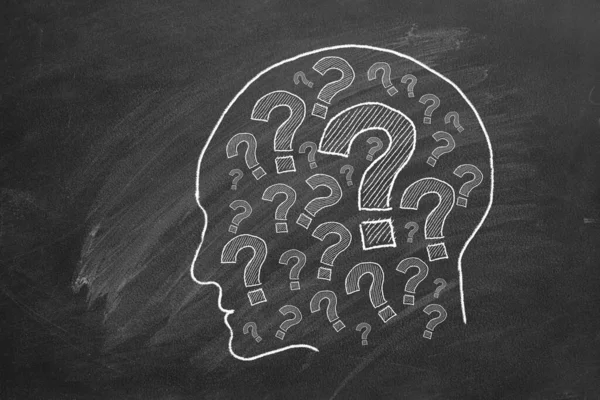 Human Head Question Marks Lustration Blackboard — Stock Photo, Image