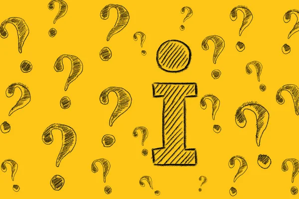 Letter Question Marks Drawn Yellow Background Contact Center Call Center — Zdjęcie stockowe