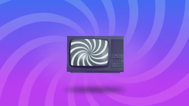 电视屏幕上的催眠螺旋形 媒体对人的影响的概念 虚假信息 信息和虚假信息概念 — 图库视频影像
